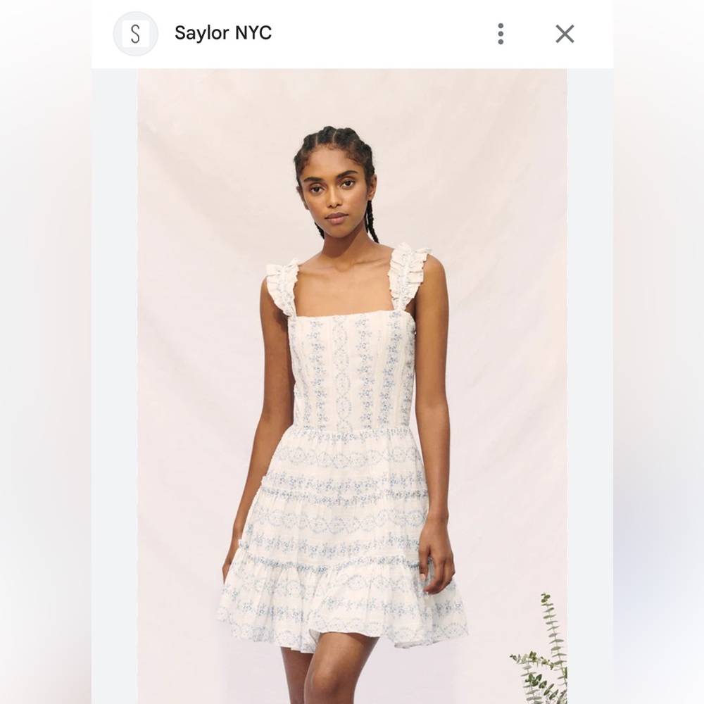SAYLOR Blue and Cream Floral Dress